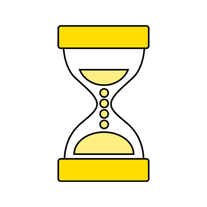 3-min-timer Graphic illustration of a red hourglass.